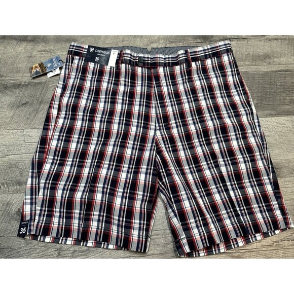 Cremieux Shorts Mens 35 Red Plaid Linen Chino Preppy Montauk Madison 9” NEW - Picture 1 of 7